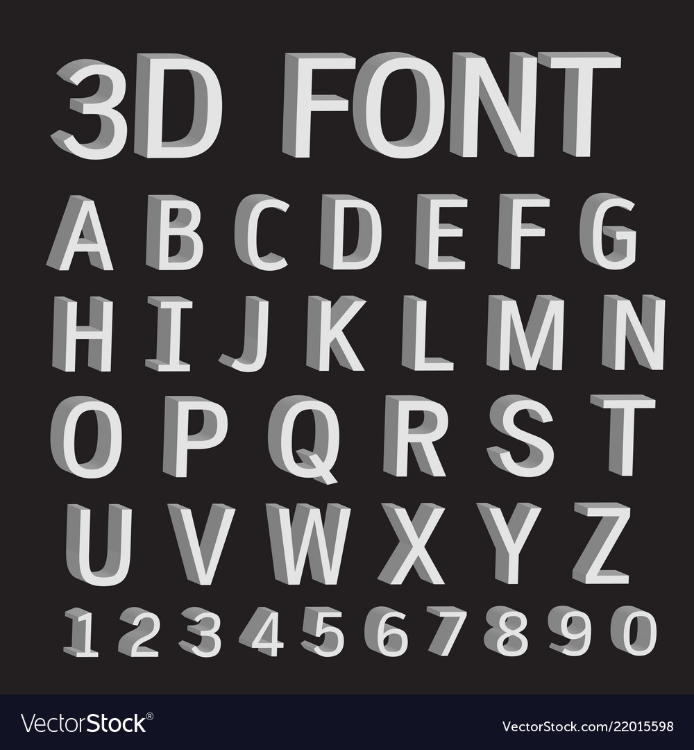 3d font letters and numbers vector image 3d font letters and numbers