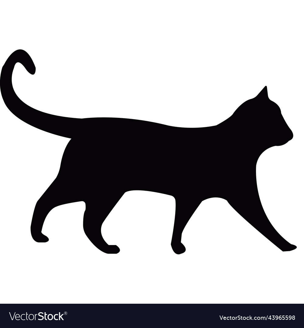 Black cat silhouette animals symbol illus Vector Image