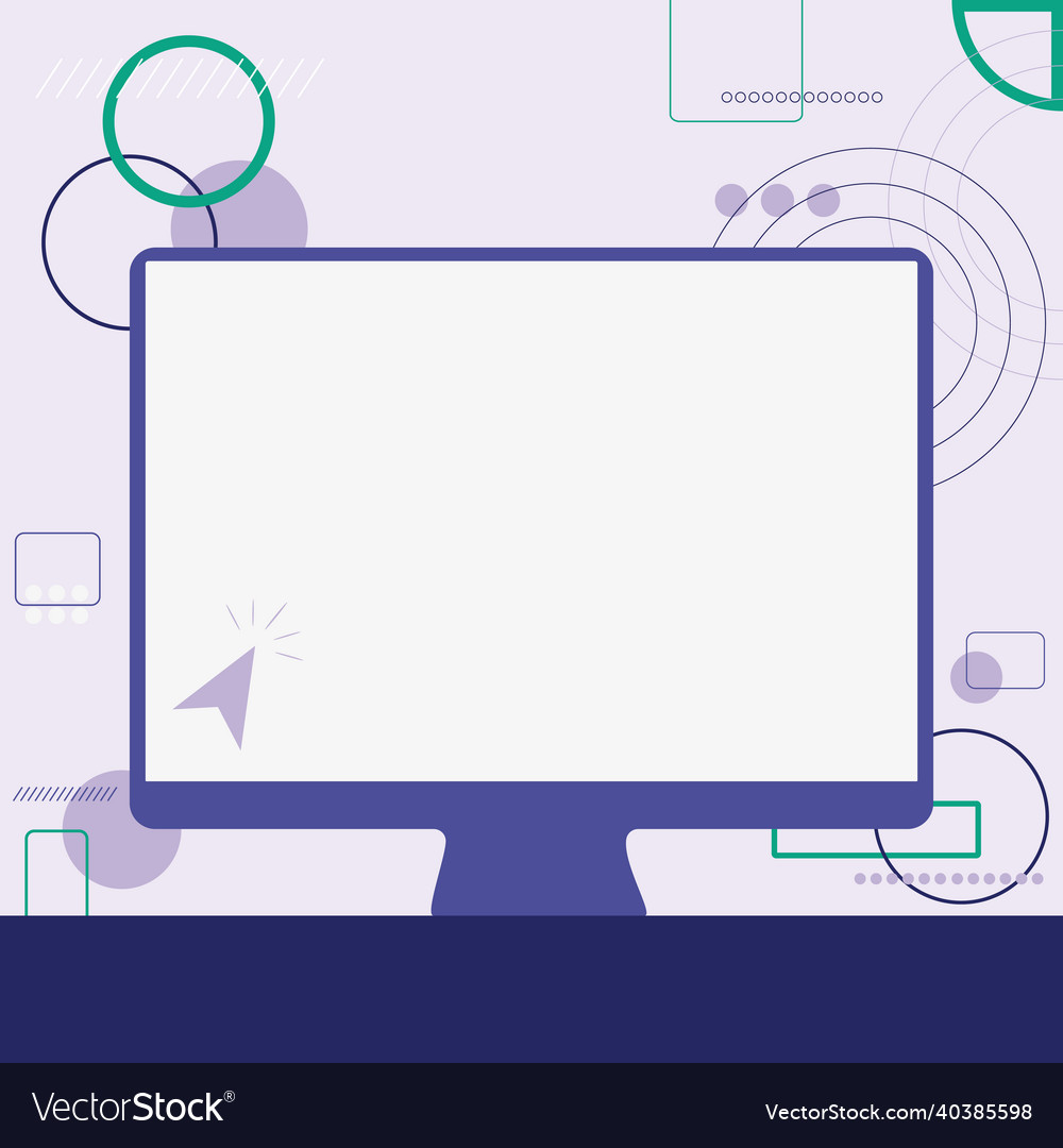 Cursor in a big blank screen monitor searching vector image Cursor in a big blank screen monitor searching
