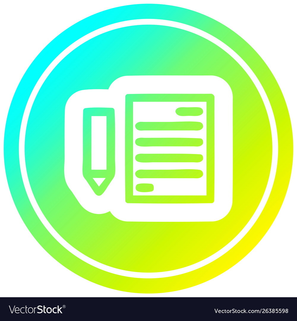 Document and pencil circular in cold gradient