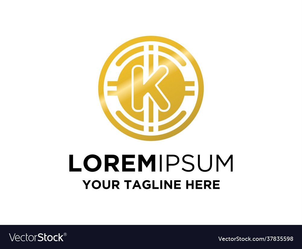 Initial k letter coin cryptocurrency logo