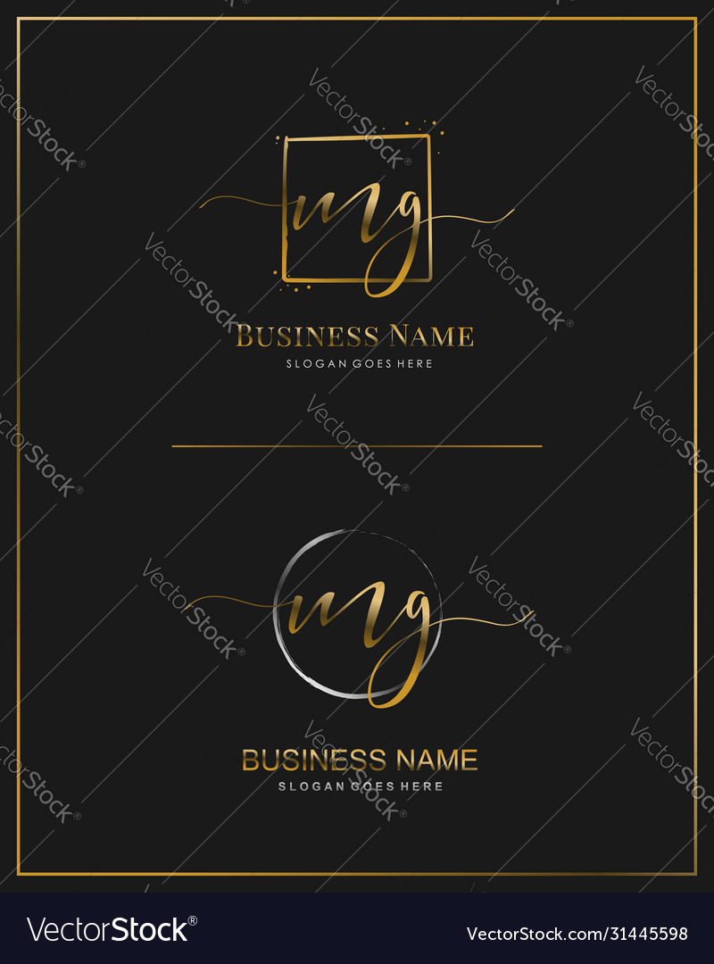 Initial m g mg handwriting logo letter Royalty Free Vector