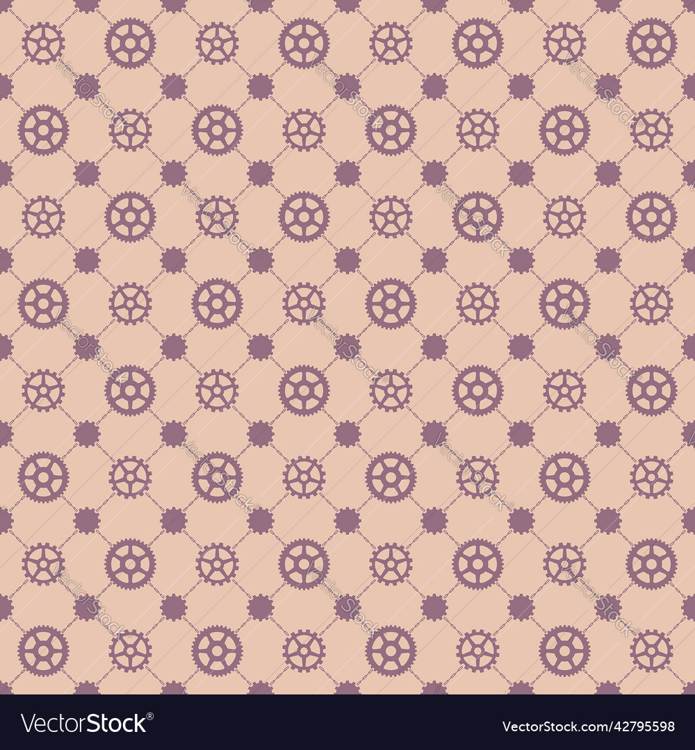 Machine gear pattern with chains as connections vector image Machine gear pattern with chains as connections