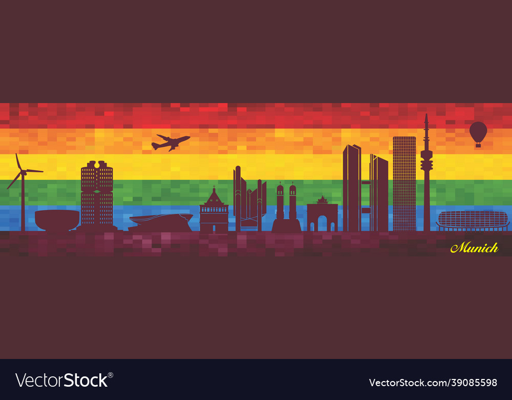 Munich on lgbt flag background Royalty Free Vector Image