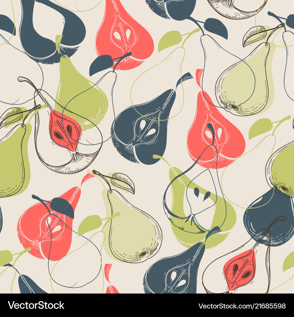 Pear seamless pattern Royalty Free Vector Image