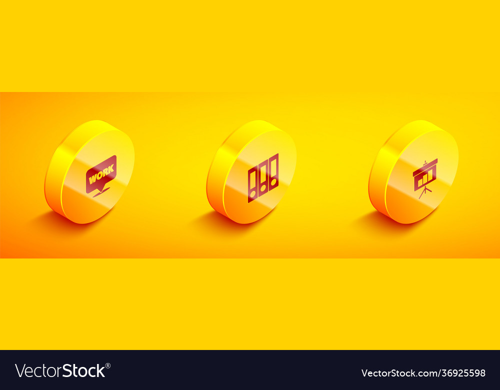 Set isometric location with text work office vector image Set isometric location with text work office