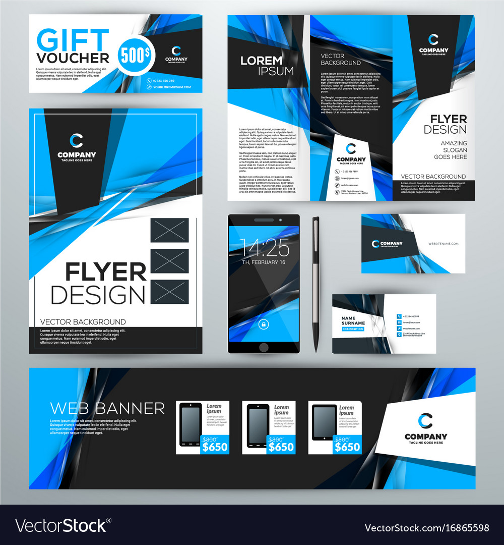 set of stationery design templates corporate vector image stationery design templates