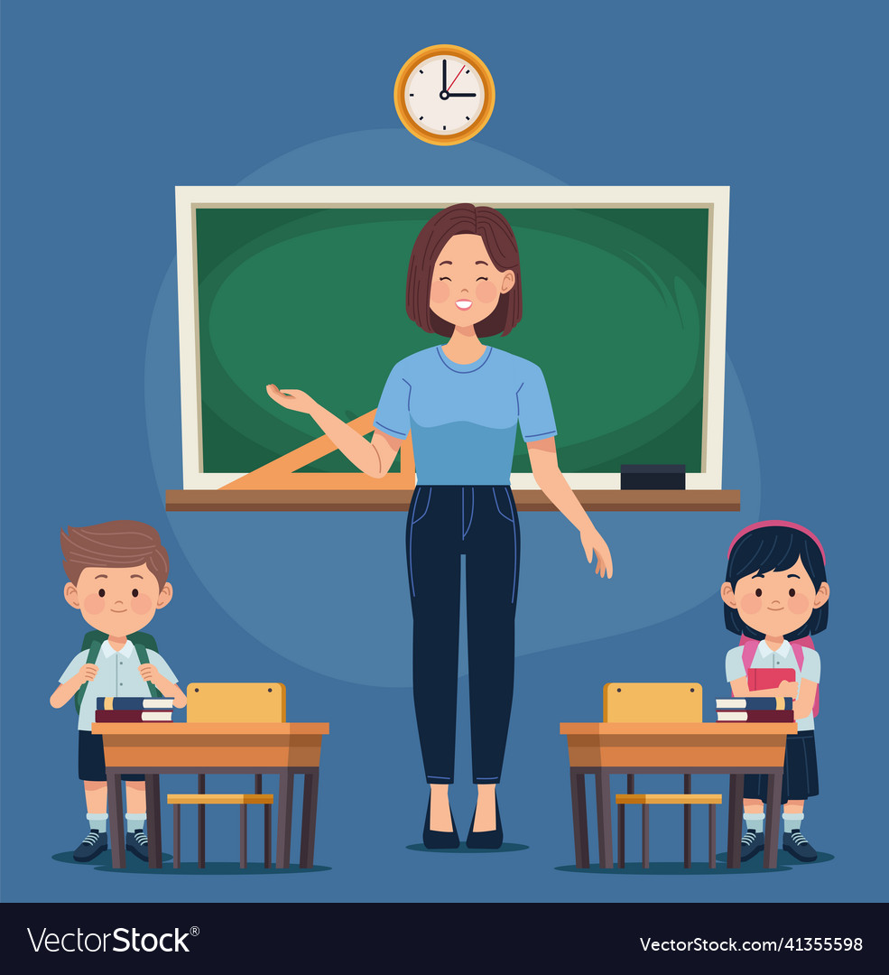 Teacher and students couple Royalty Free Vector Image