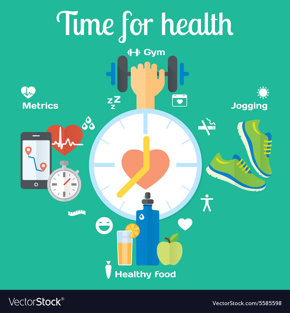 Time for healthy concept flat icons of jogging Vector Image