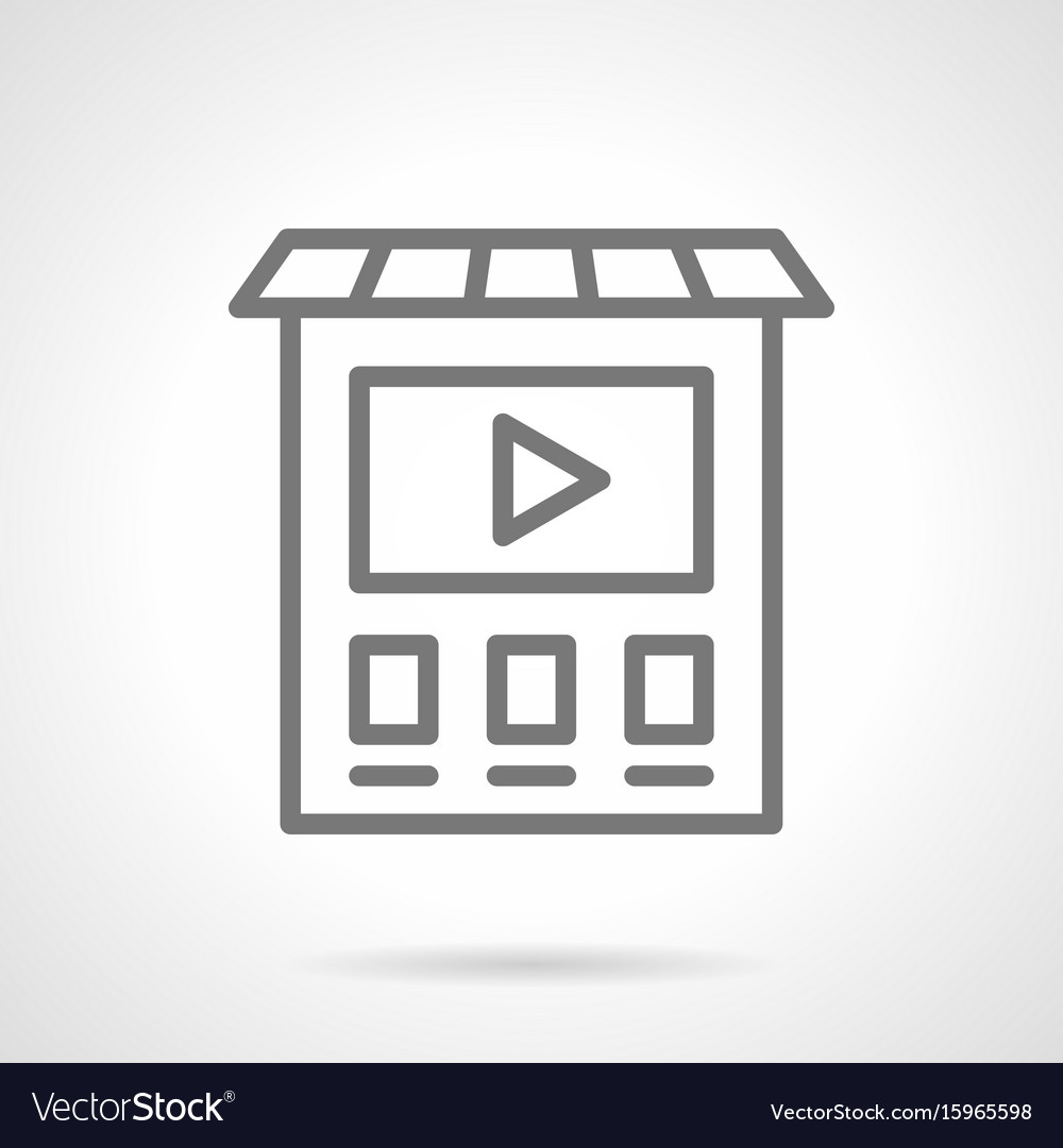 Video ads on building simple line icon