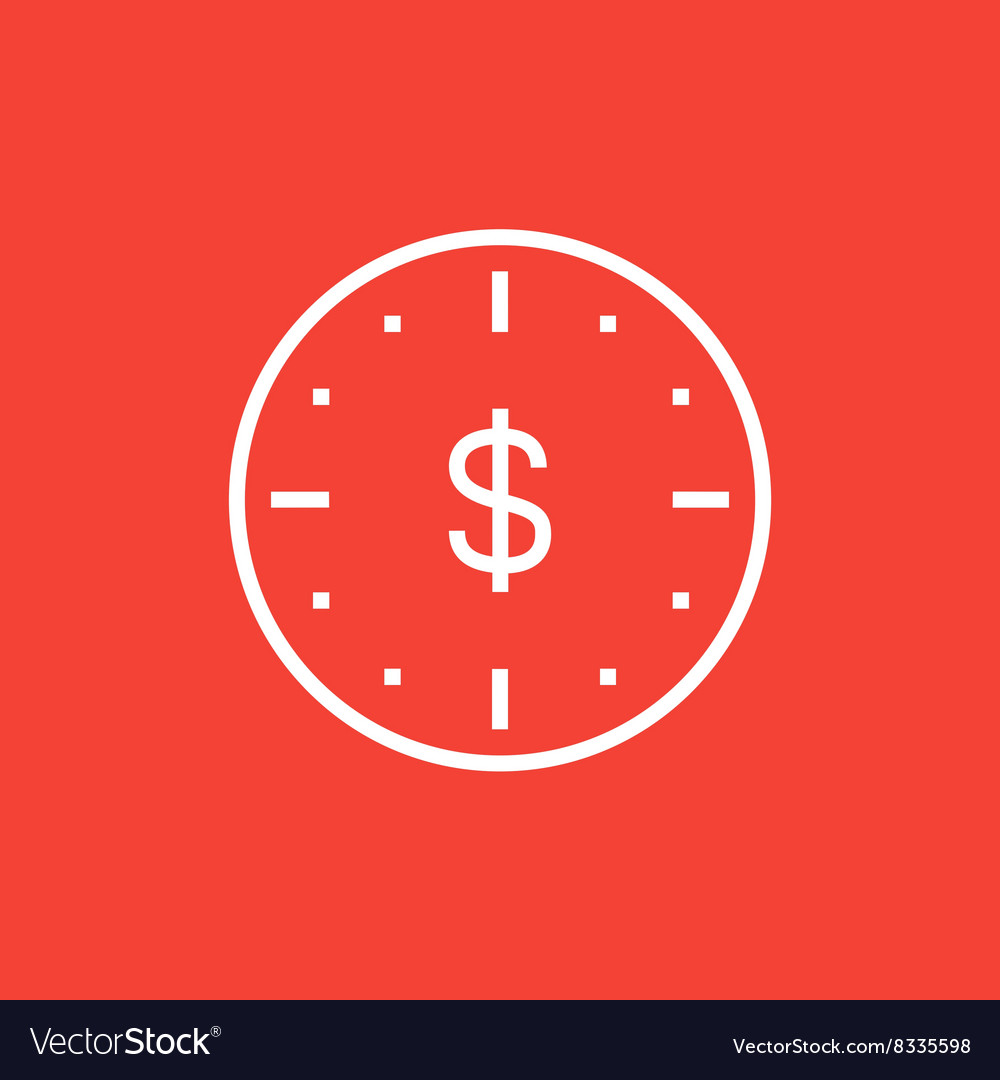 Wall clock with dollar symbol line icon