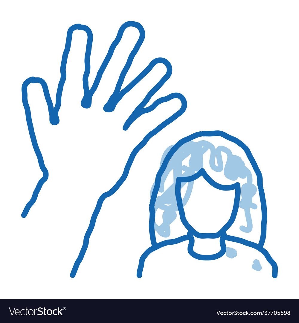 Woman hitting doodle icon hand drawn