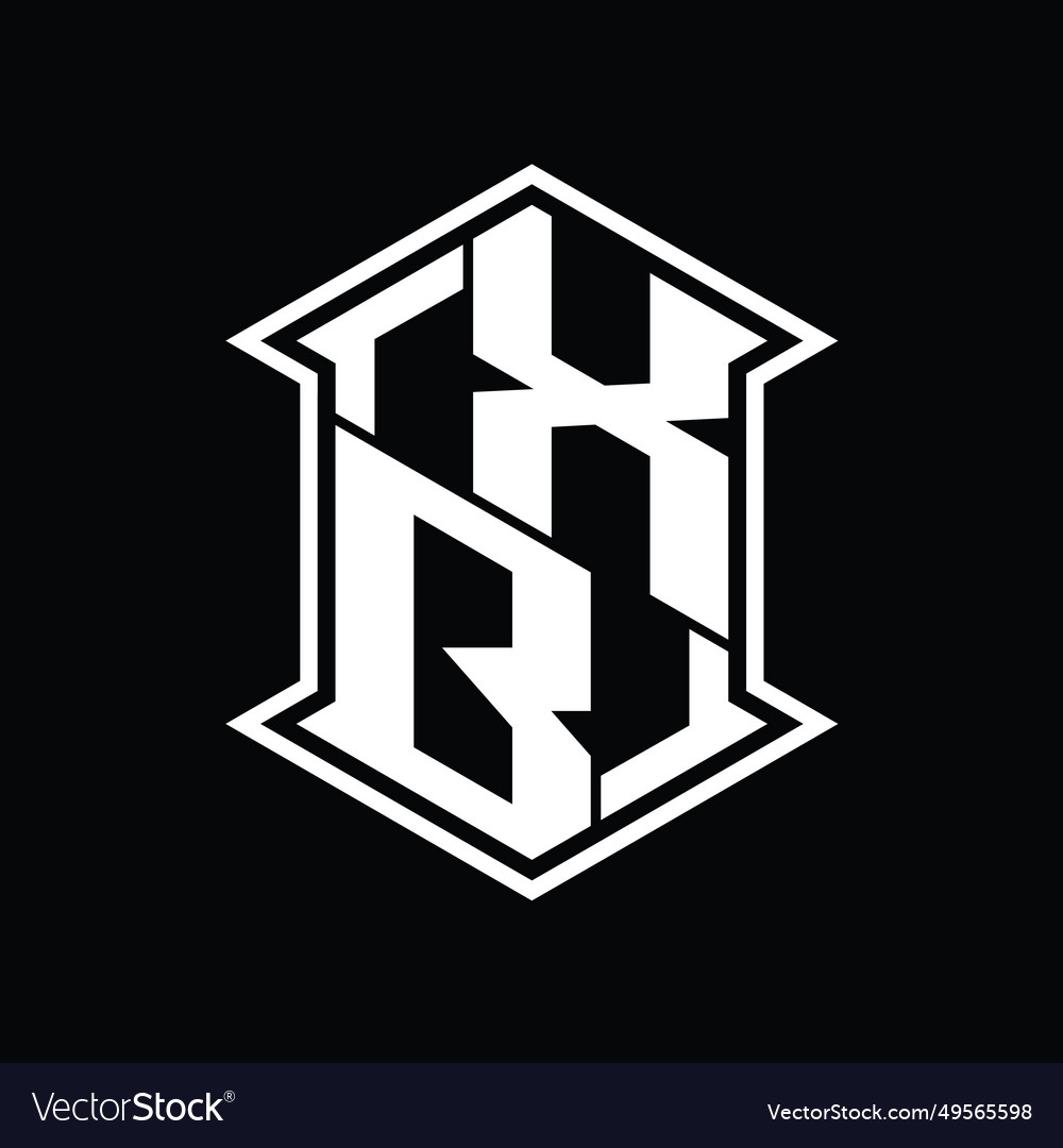 Xb logo monogram hexagon shield shape up and down