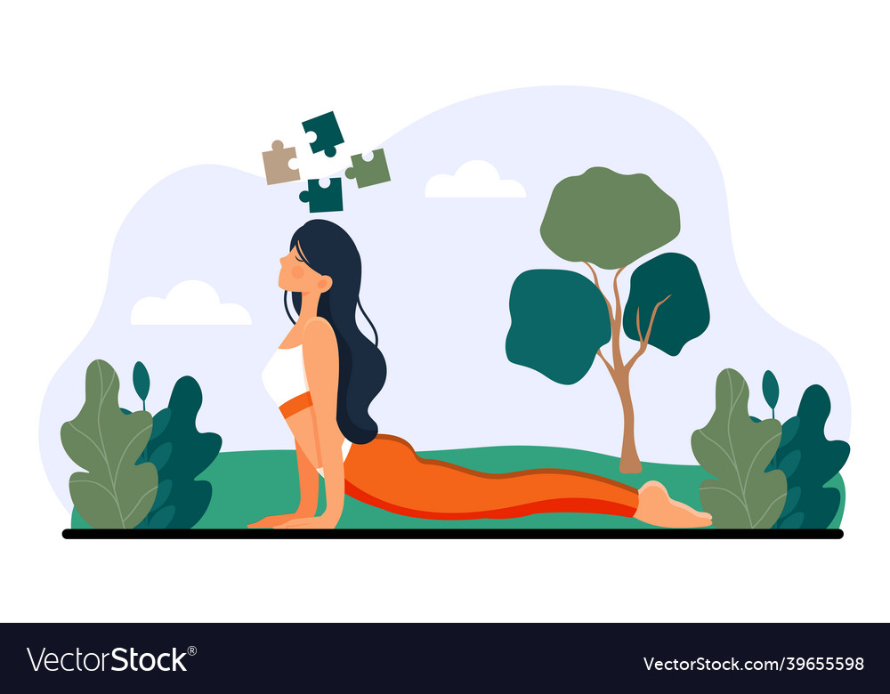 Young female character is trying to stay vector image Young female character is trying to stay