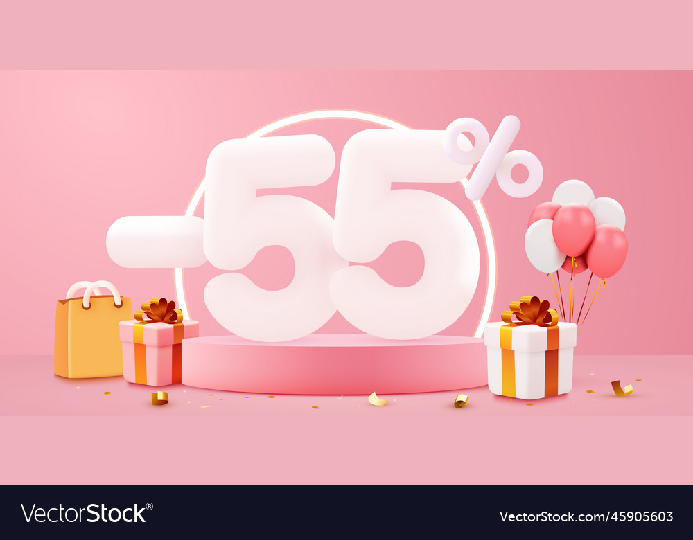 55-percent-off-discount-creative-composition-vector-image