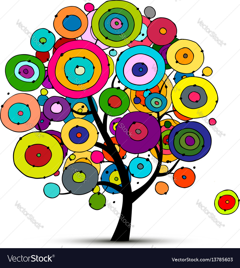 Abstract circles tree sketch for your design vector image Abstract circles tree sketch for your design