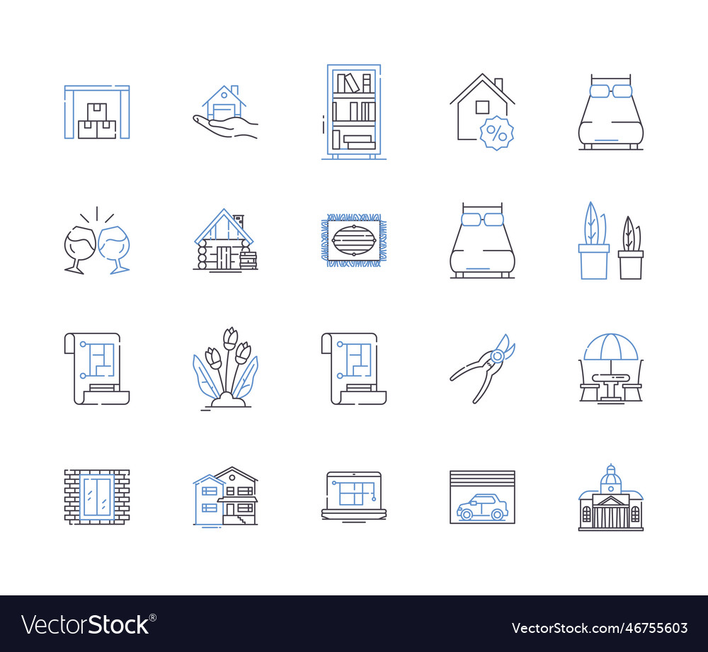 Architecture design outline icons collection