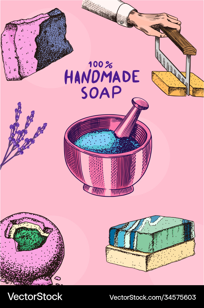 Bubble bath soap poster or banner washing hands Vector Image