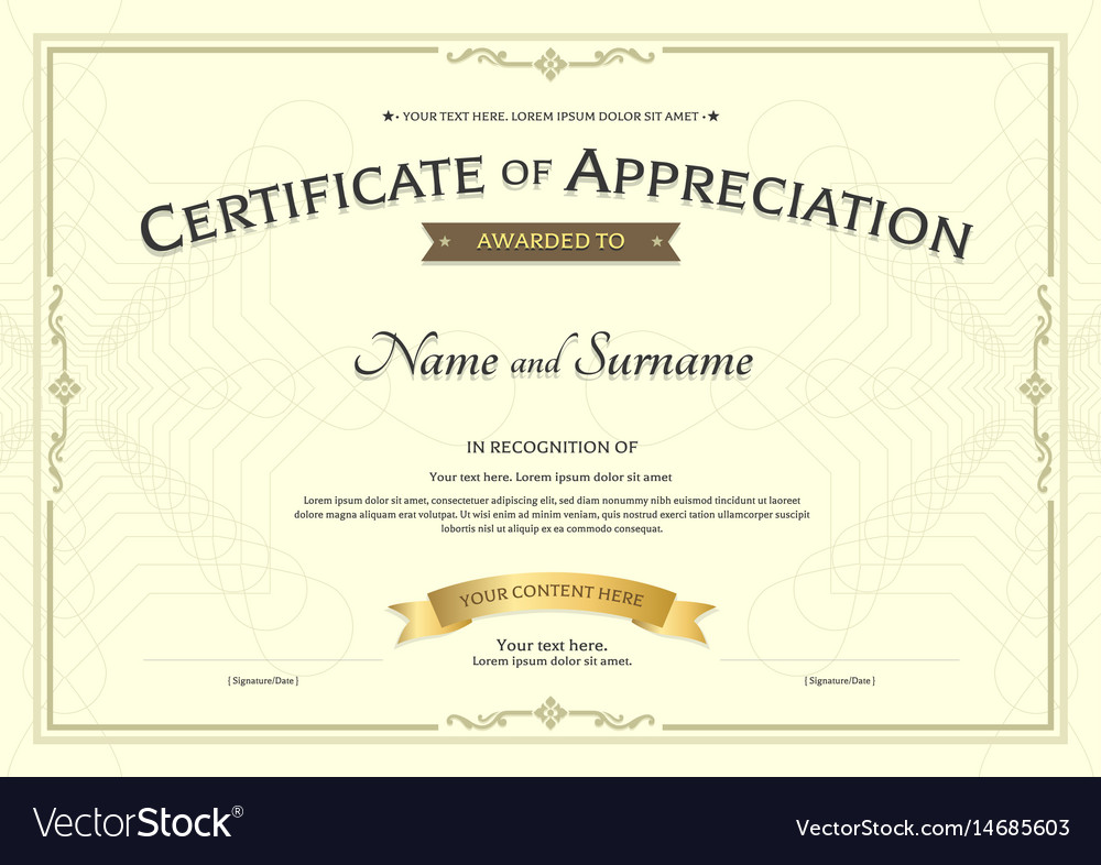 Certificate appreciation template with award vector image