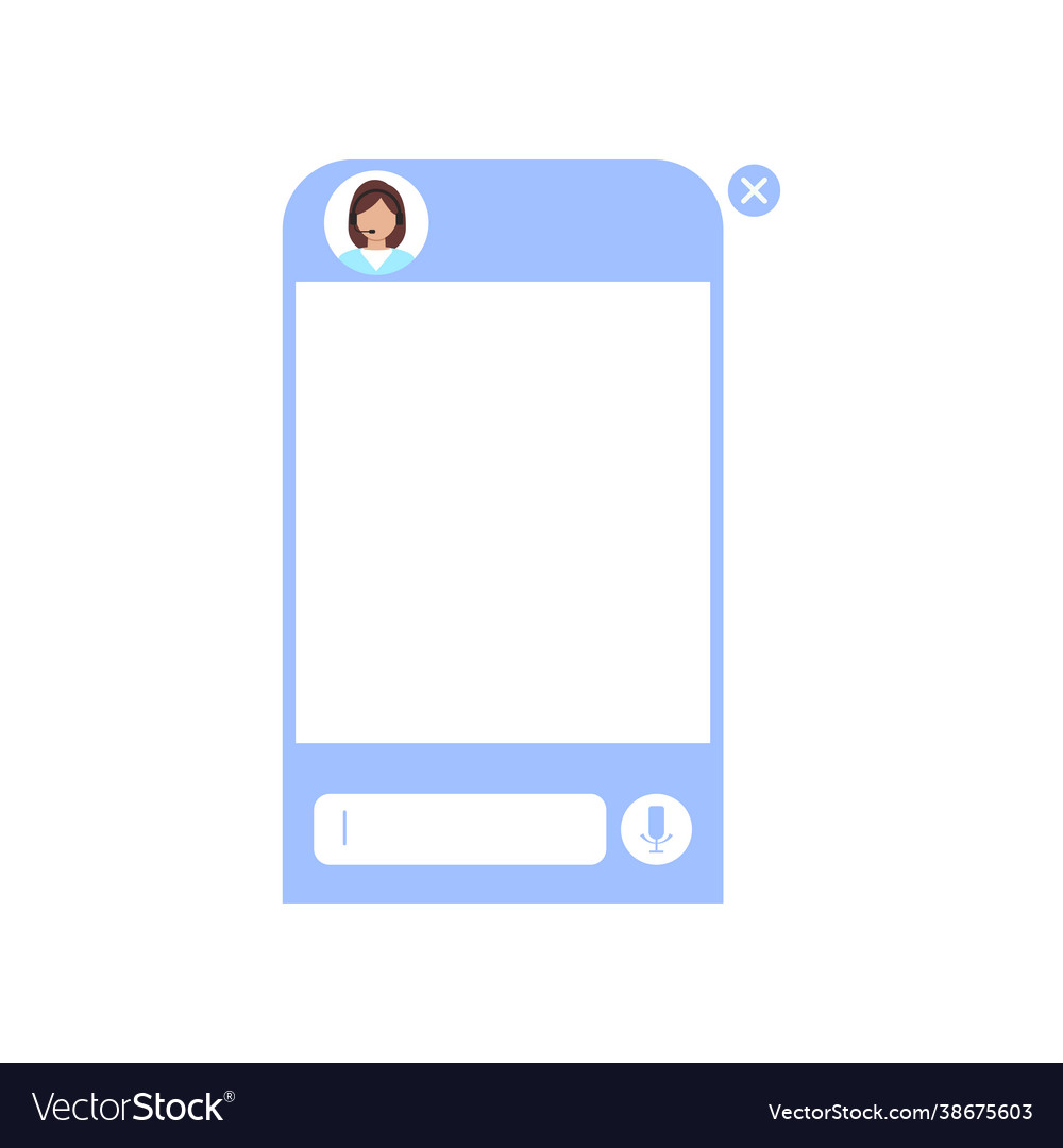 Chat bot dialoge window with woman in headset vector image Chat bot dialoge window with woman in headset