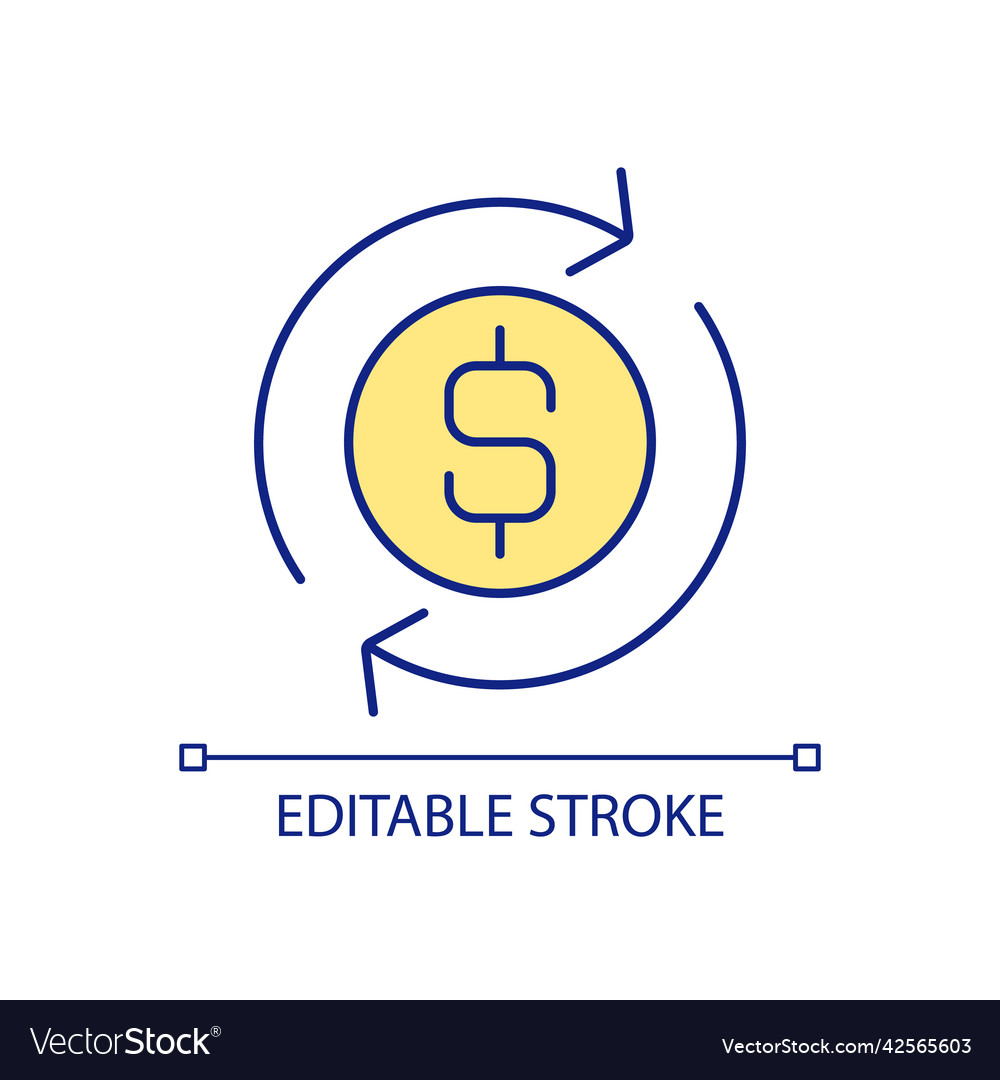 Converting currency to another rgb color icon vector image Converting currency to another rgb color icon