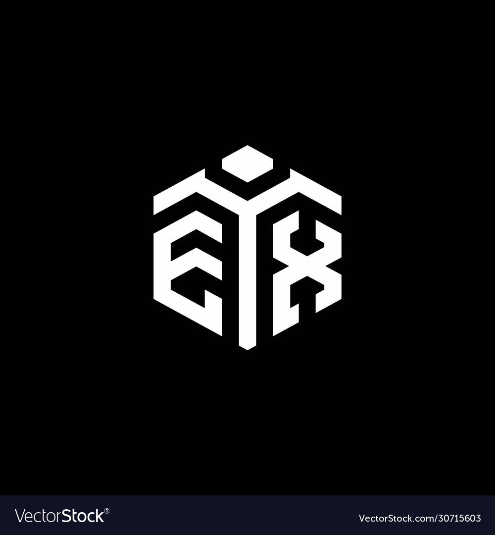 Ex monogram logo with abstract hexagon style