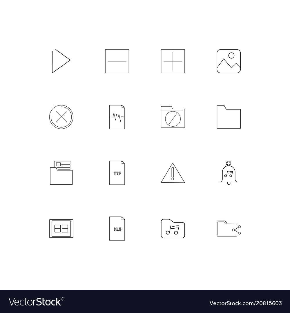Files and folders sign linear thin icons set