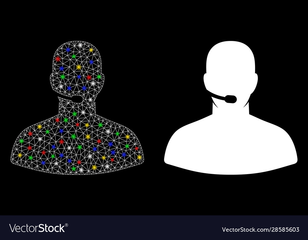 Flare mesh 2d call center operator icon with vector image Flare mesh 2d call center operator icon with