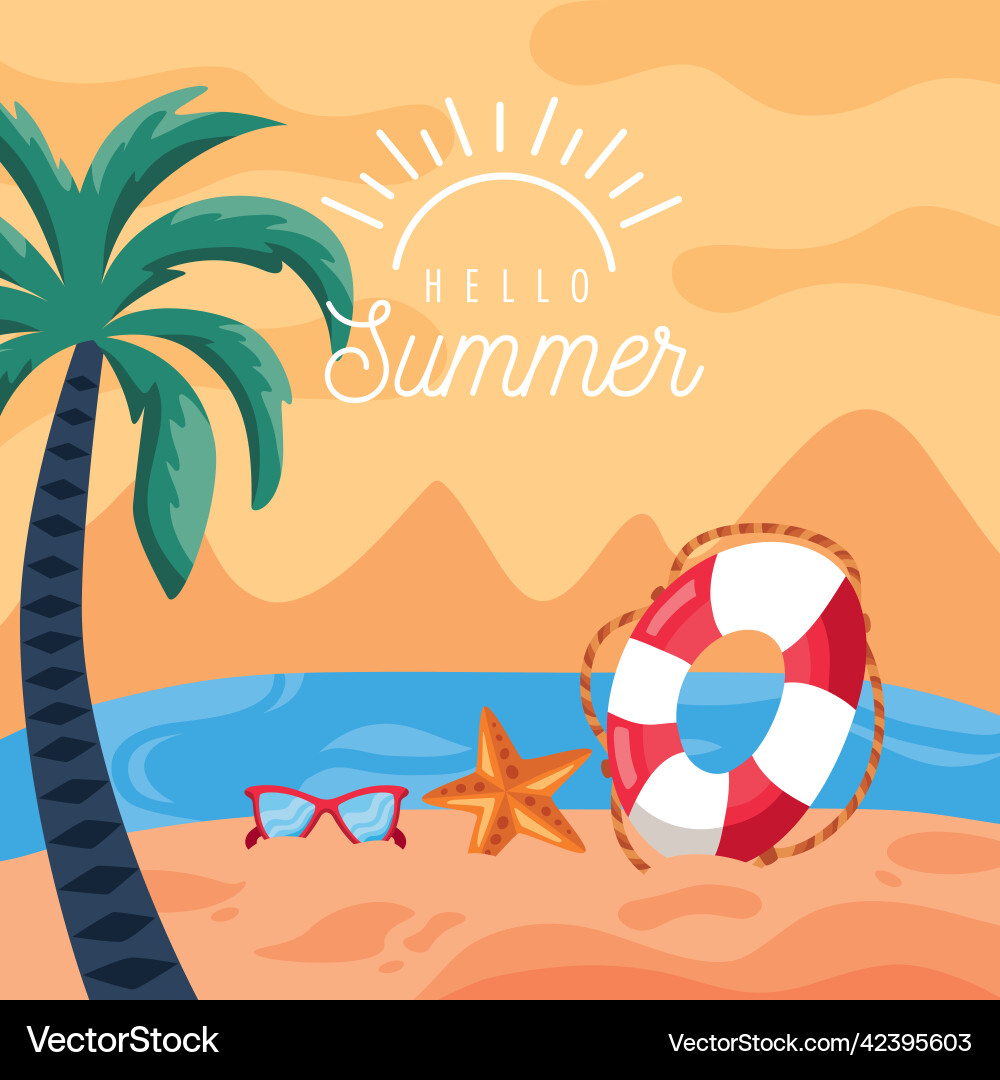 Hello summer poster Royalty Free Vector Image - VectorStock