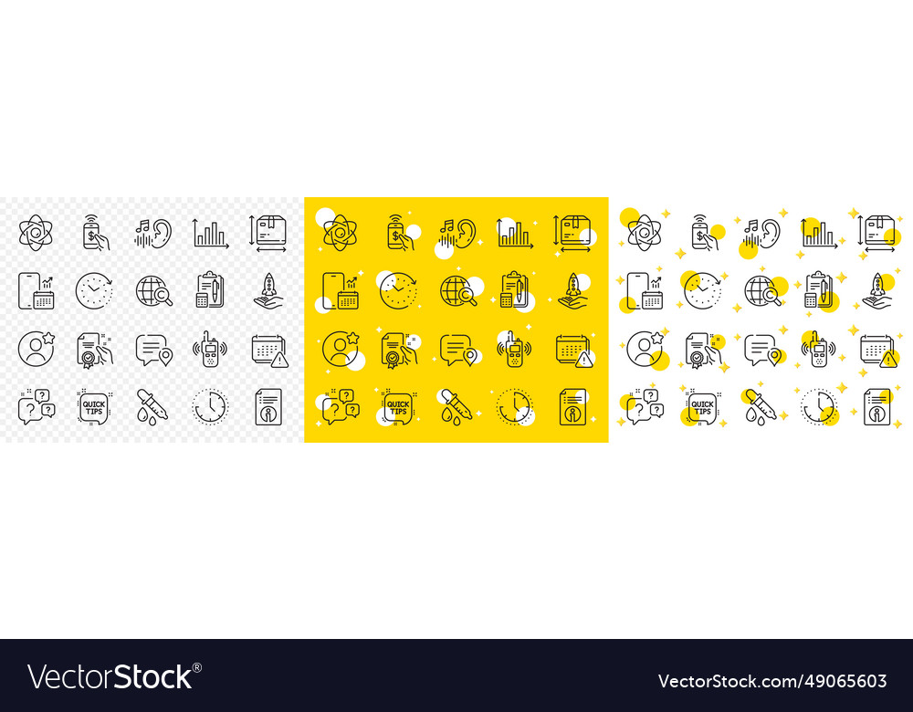 Outline atom core time change and phone payment vector image Outline atom core time change and phone payment