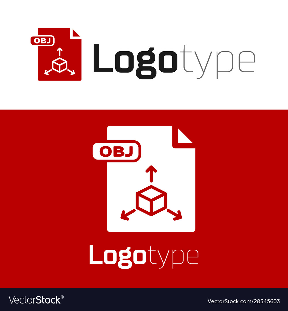 Red obj file document download button icon vector image Red obj file document download button icon