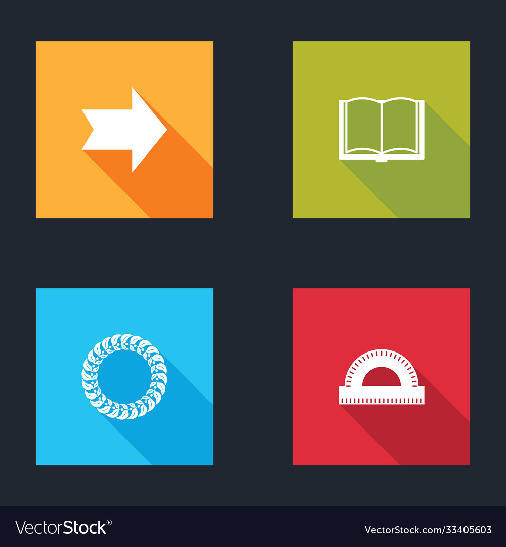 Set arrow open book laurel wreath and protractor vector image Set arrow open book laurel wreath and protractor