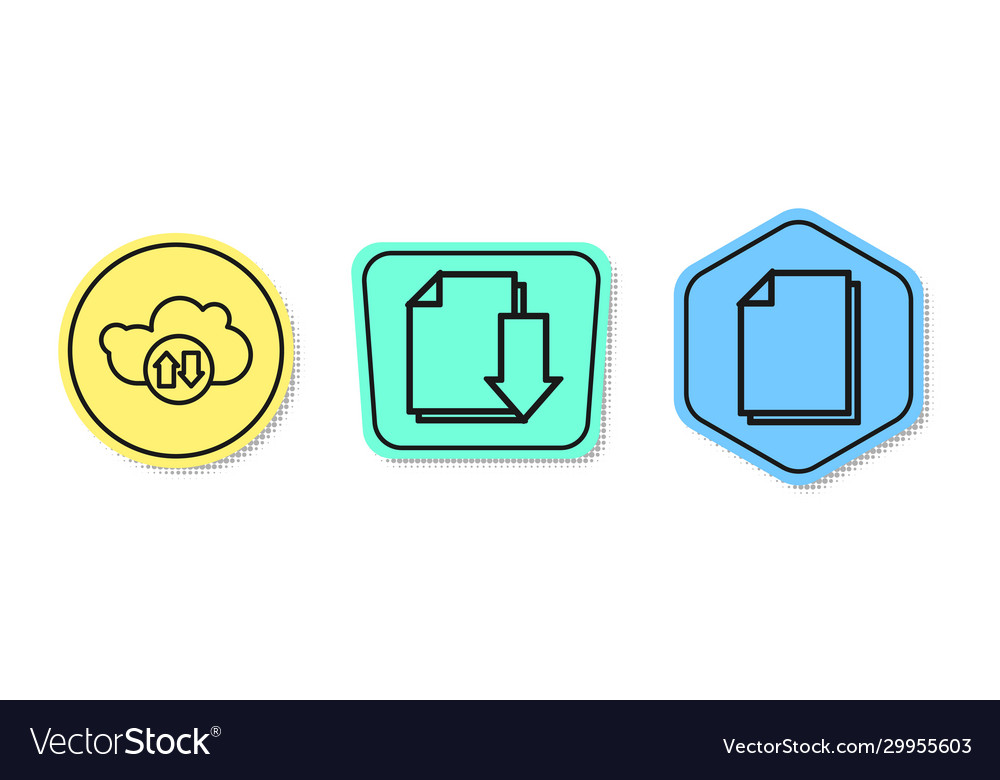 Set line cloud download and upload document vector image Set line cloud download and upload document