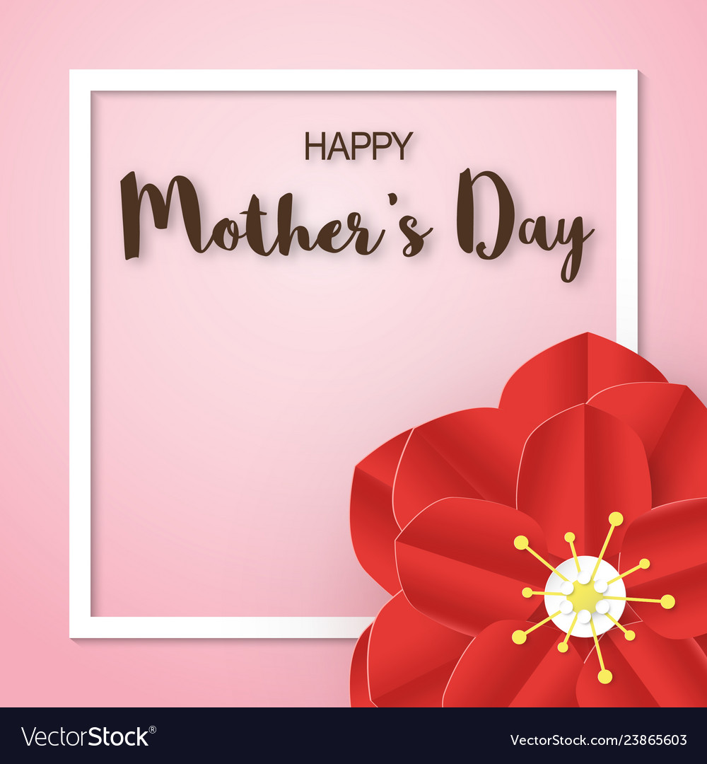 Template Design For Happy Mothers Day In Paper Vector Image