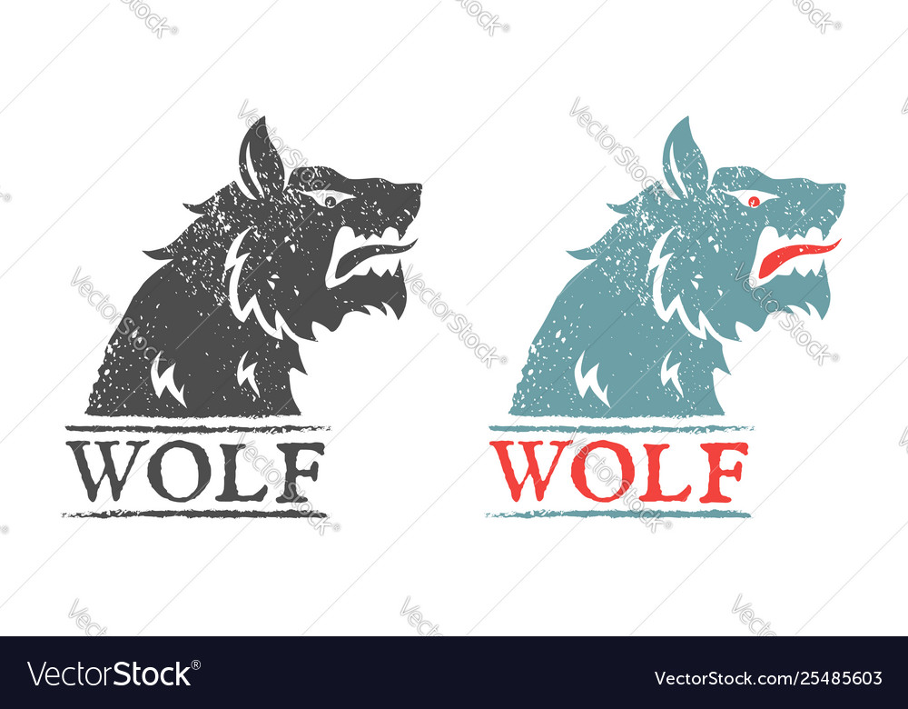 Vintage emblem with angry wolf vector image Vintage emblem with angry wolf