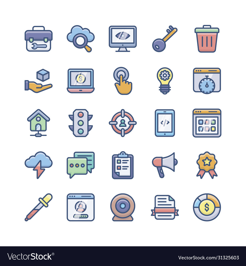 Web programming flat icons pack
