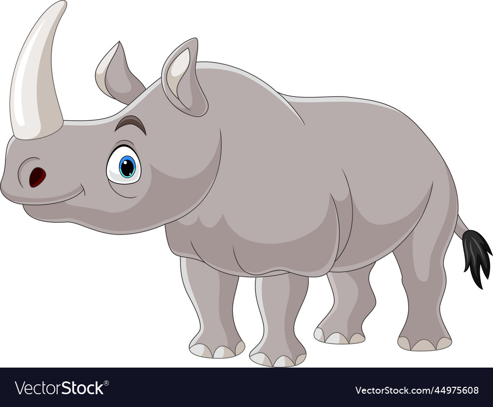 Cartoon rhino on white background Royalty Free Vector Image