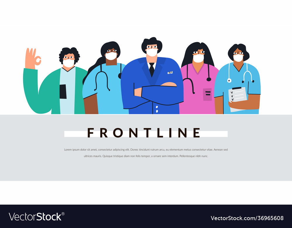 Diverse group doctors and nurses with face vector image Diverse group doctors and nurses with face