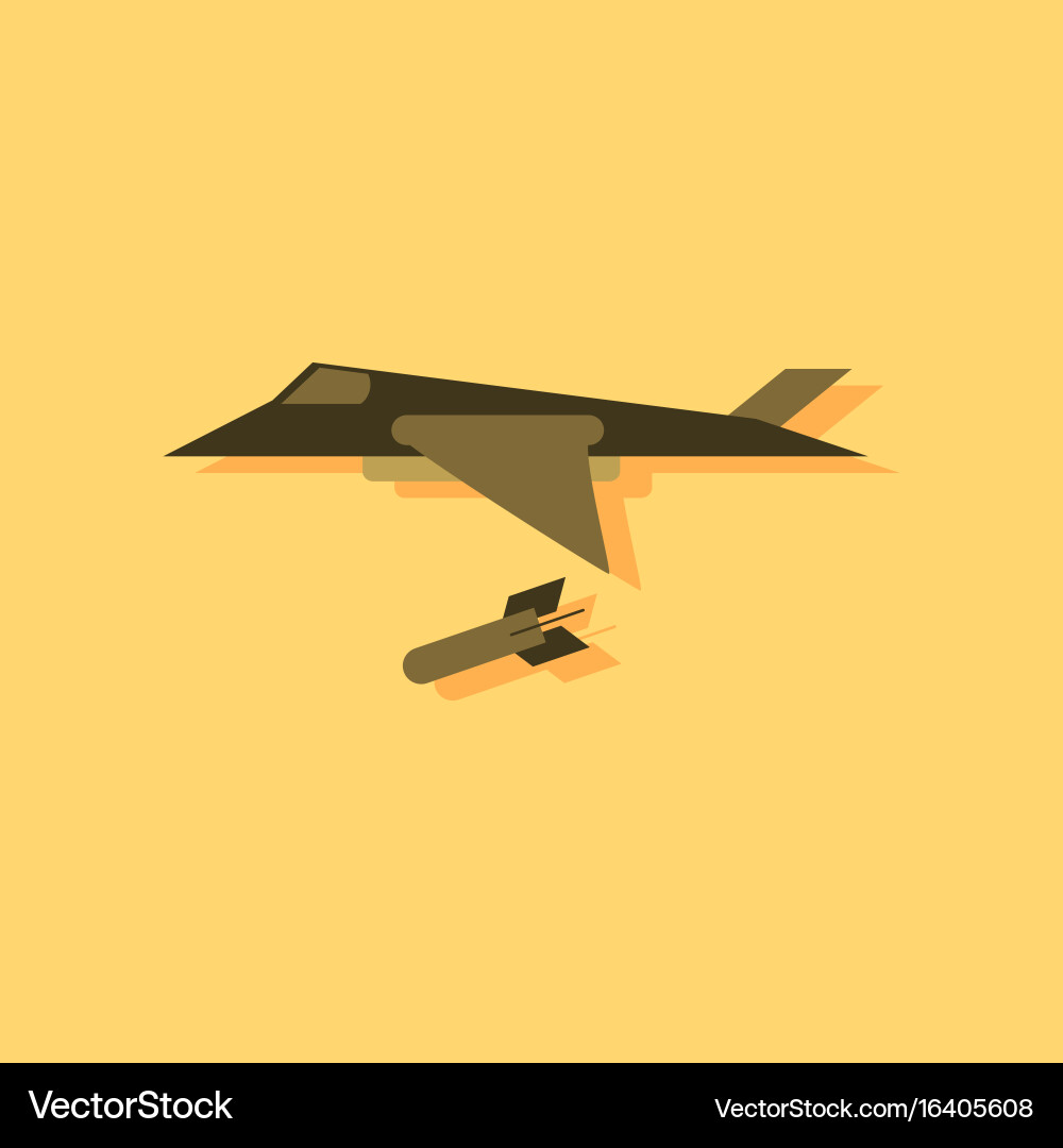 Flat Icon Design Collection Military Jet Fighter Vector Image