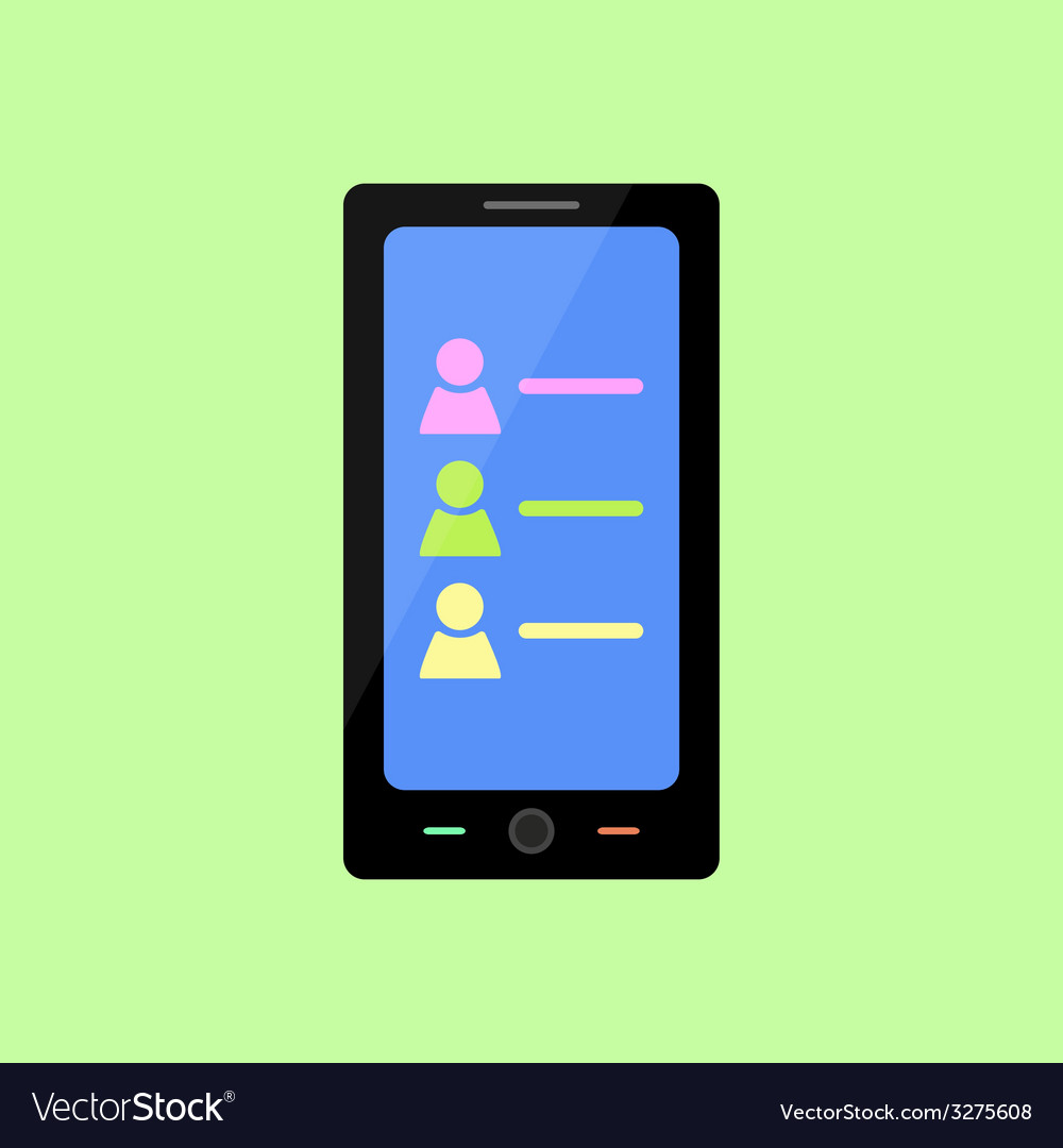 Flat style smart phone with contact list
