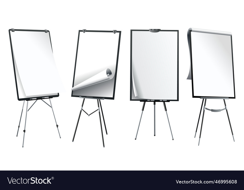 Flipchart mockup set at different angles vector image Flipchart mockup set at different angles