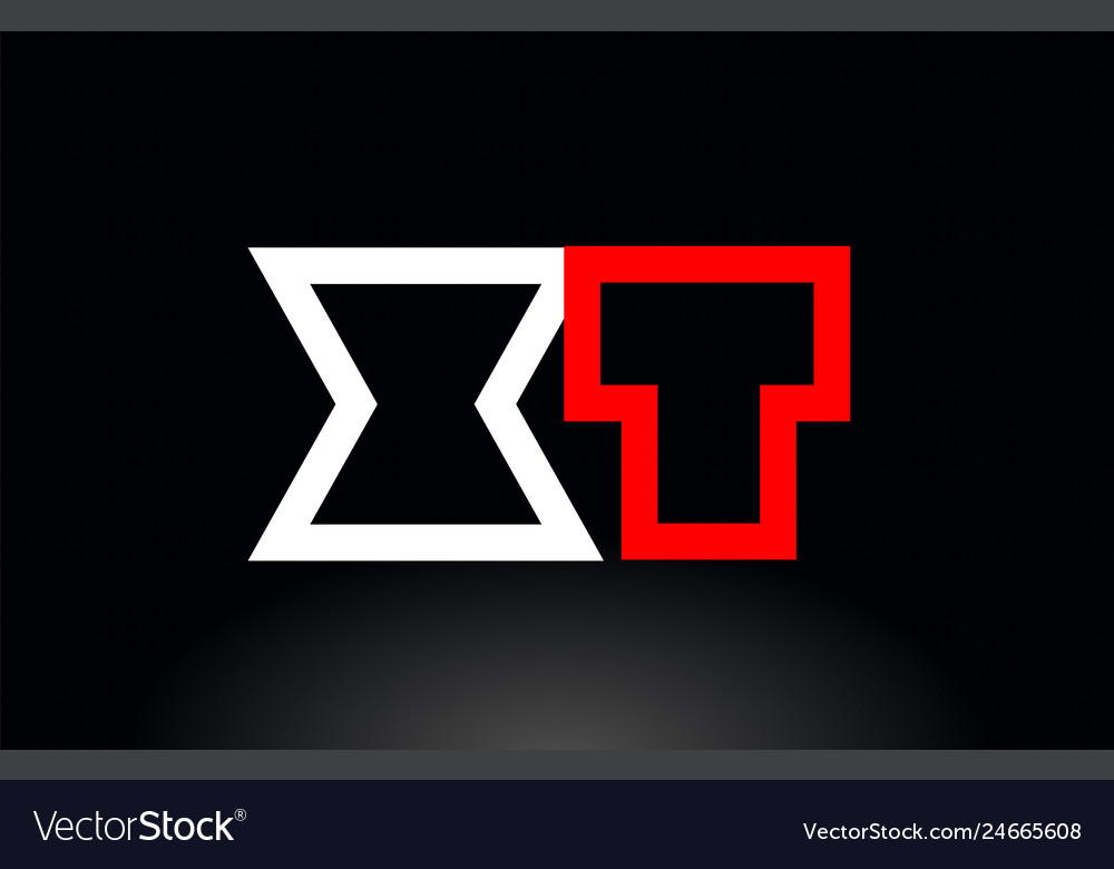 Red white alphabet letter xt x t combination