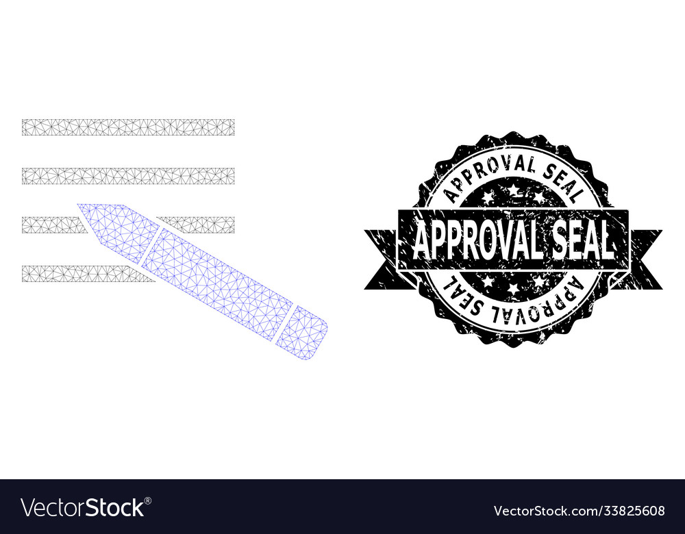 Rubber approval seal ribbon watermark and mesh