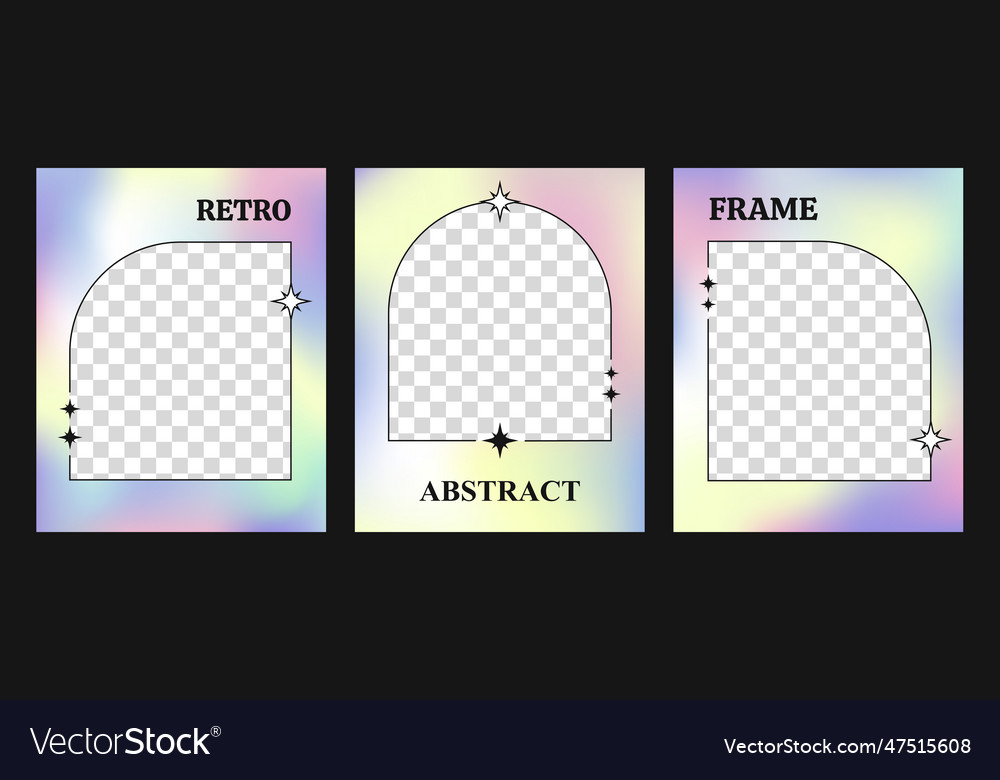 Set of three gradient backgrounds with line frames vector image Set of three gradient backgrounds with line frames