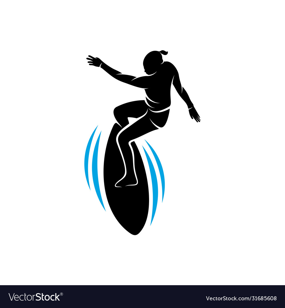 Surfing with water wave logo template symbol