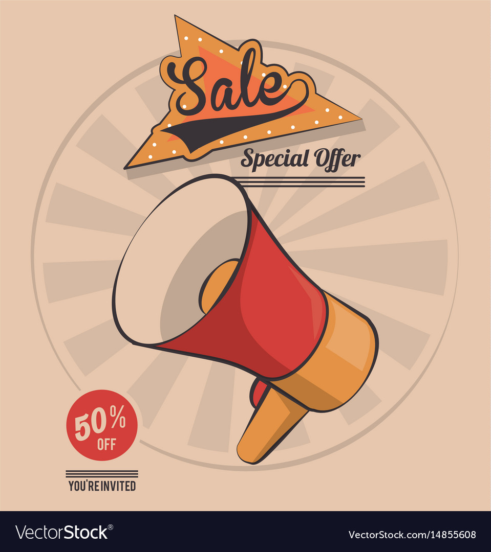 Vintage megaphone marketing sale special offer