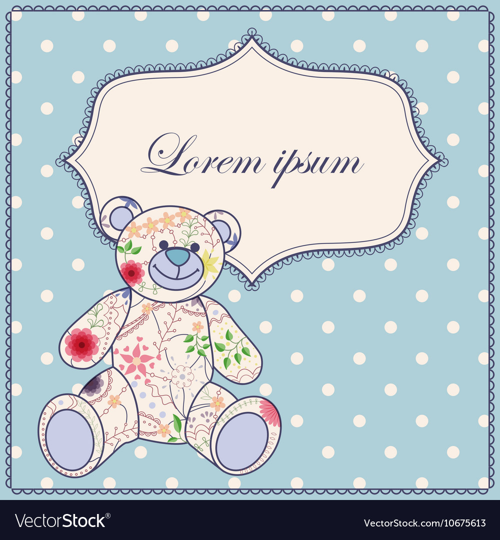 Background with banner and bear toy