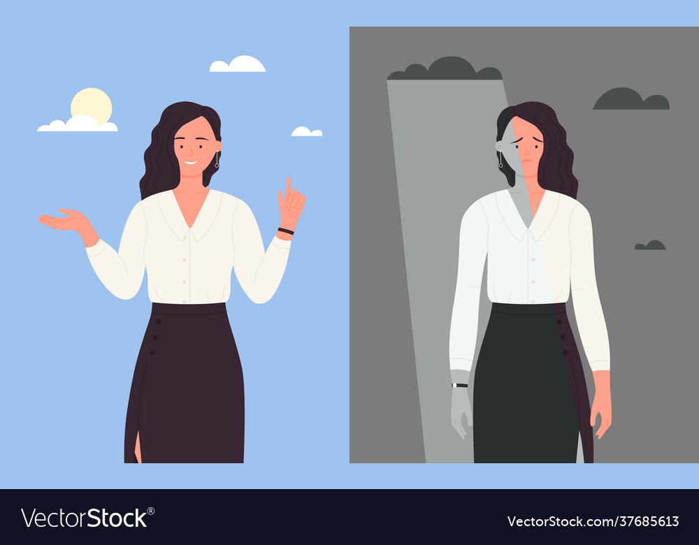 Business people in good and bad mood happy vector image Business people in good and bad mood happy