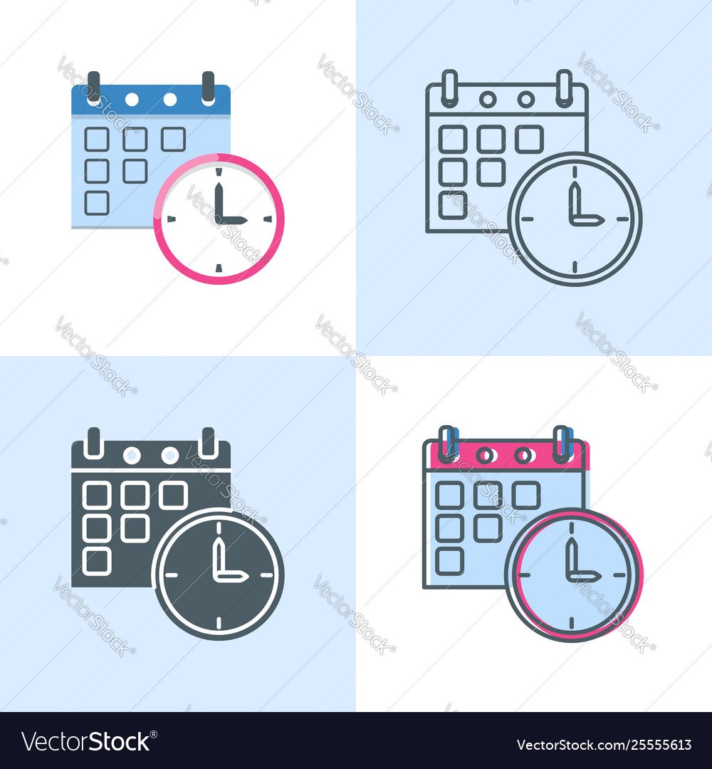 Flat Date & Time Icon Set