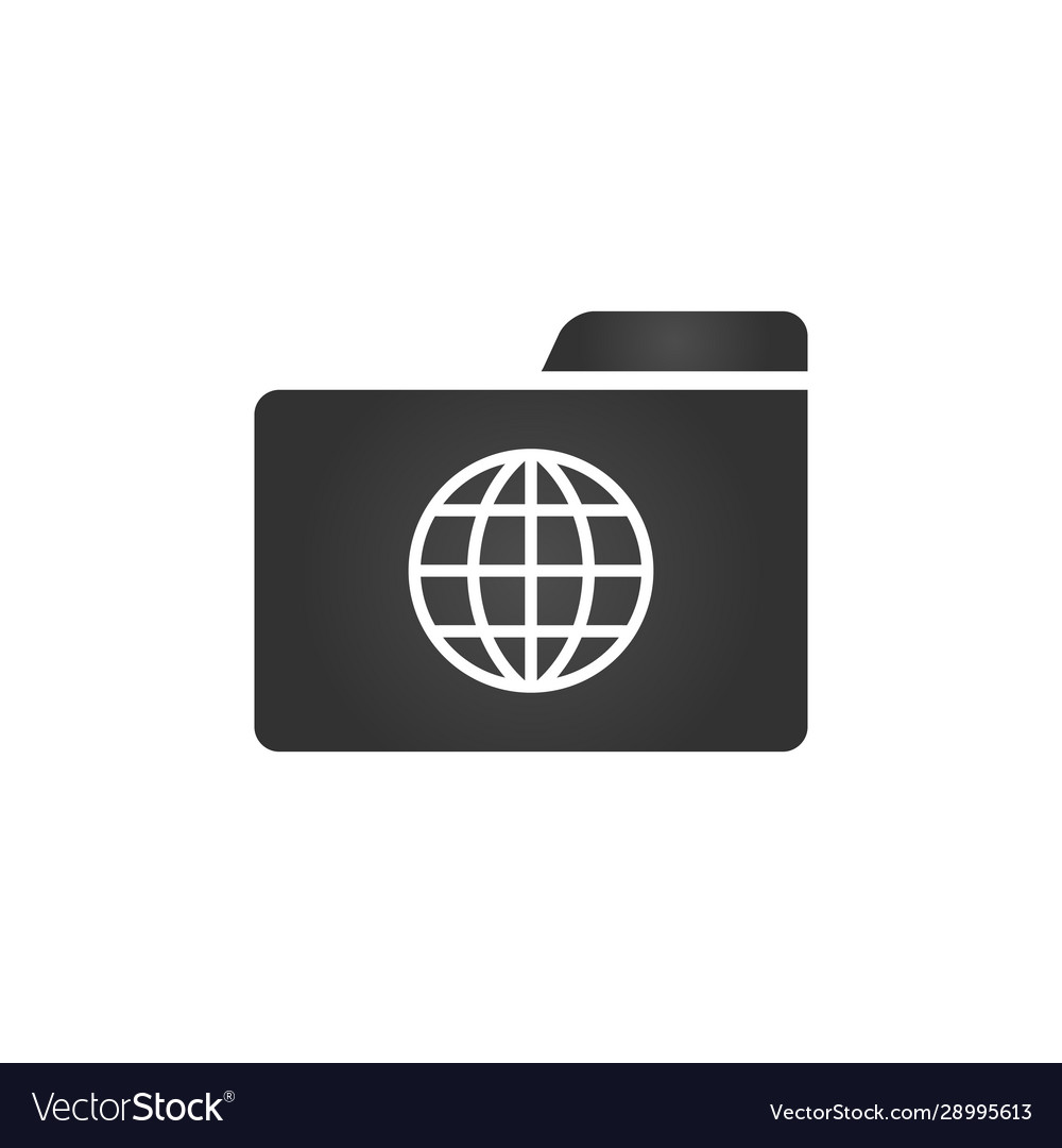 Folder icon with globe icon in trendy flat style Vector Image